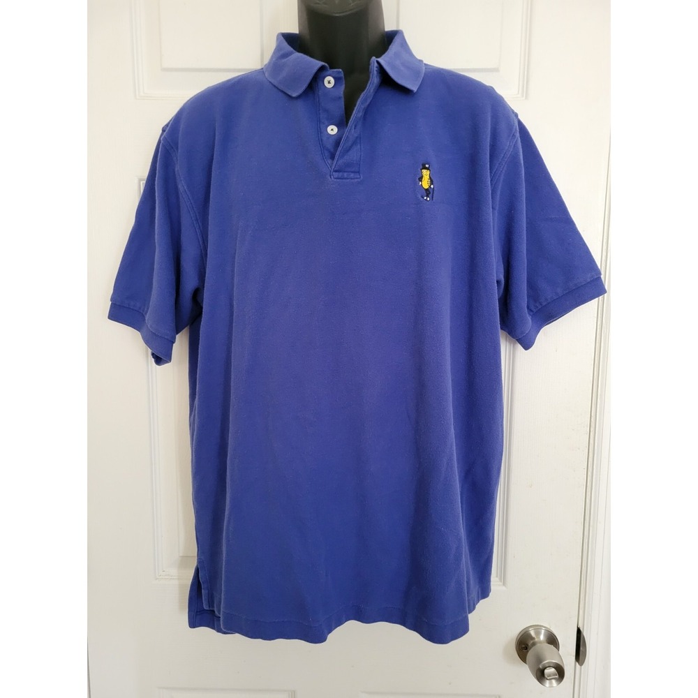 Vintage‎ IZOD Club Planters Mr. Peanut Polo Shirt 100% Cotton Blue Men's XL